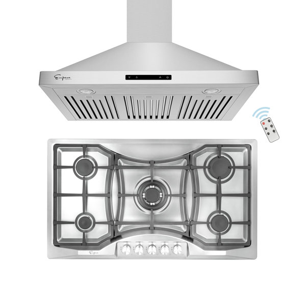 Empava 2 Piece Kitchen Appliance Package with 36.02'' Gas Cooktop , Wall Mount Range Hood , and